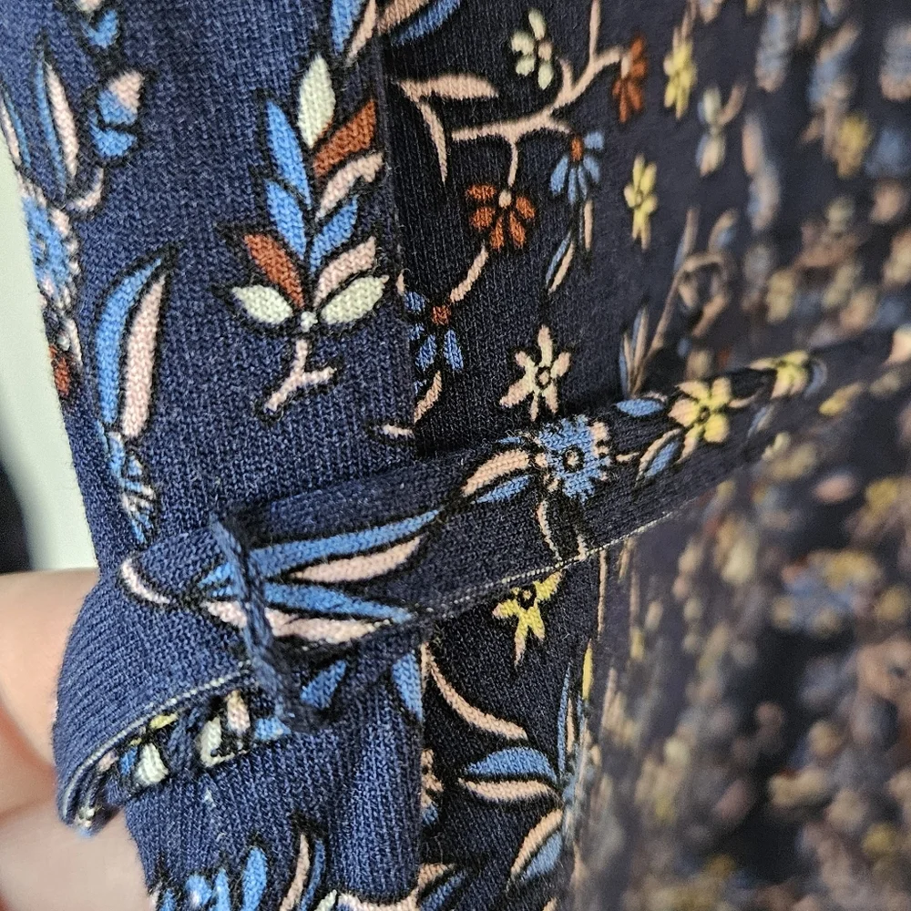 Boden Navy Ditzy Floral Longsleeve Midi Dress, NWT Size 4 Tie Waist Springy - Picture 10 of 10